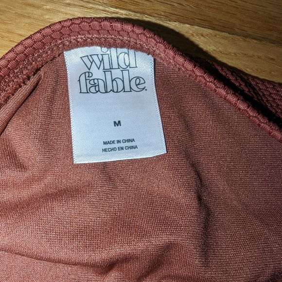 Red Rust Pique Textured High Leg Cheeky High Waist Bikini Swim Bottom Wild Fable - Picture 5 of 8